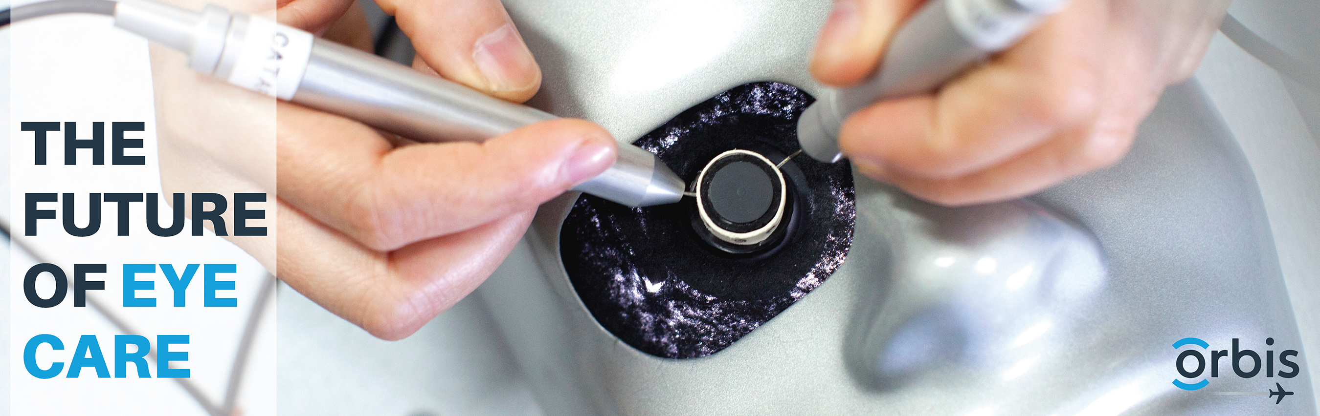 Image of someone practicing eye surgery with new technology